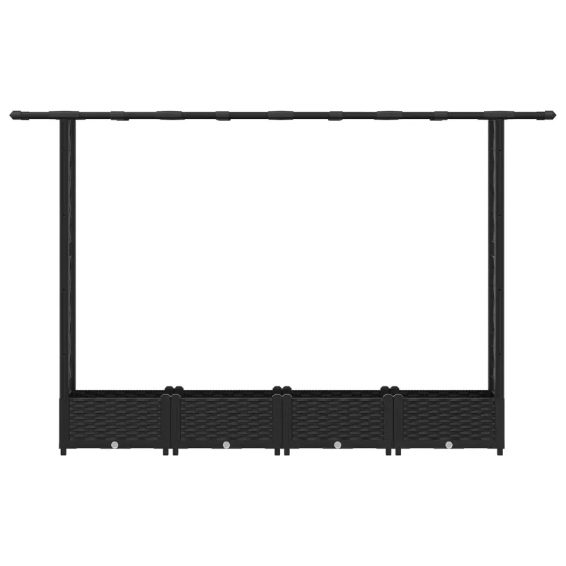 Pakeltas lovas su trelėmis ir stogu Juodas 203 x 40 x 123 cm PP