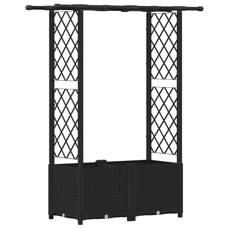 Pakeltas lovas su trelėmis ir stogu Juodas 124,5 x 40 x 138 cm