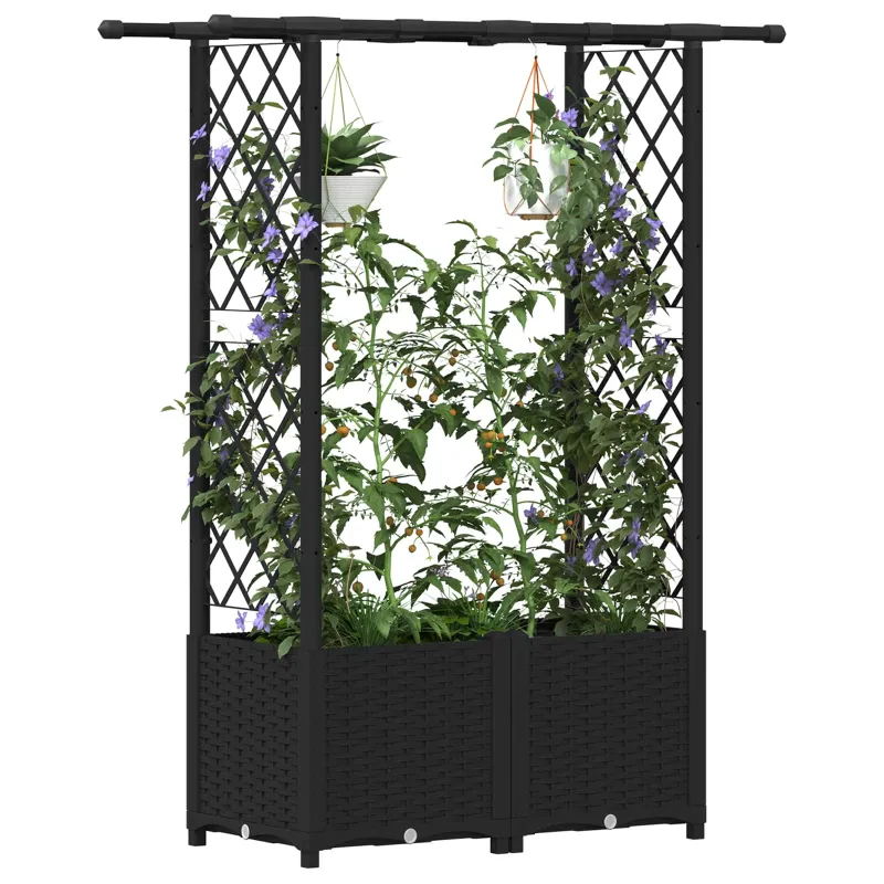 Pakeltas lovas su trelėmis ir stogu Juodas 124,5 x 40 x 138 cm