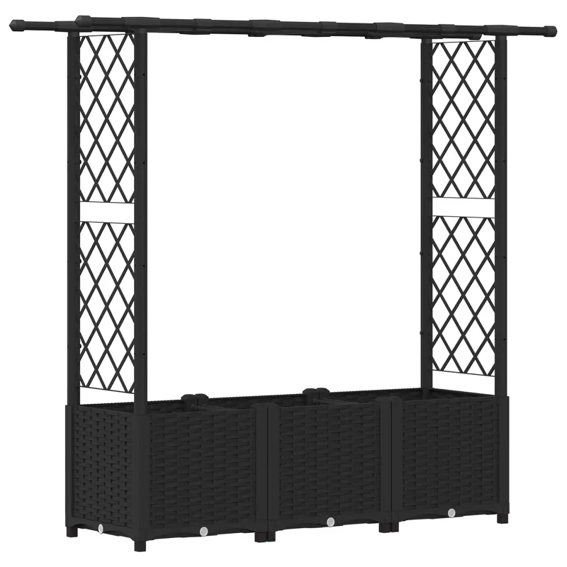 Pakeltas lovas su trelėmis ir stogu Juodas 162,5 x 40 x 138 cm
