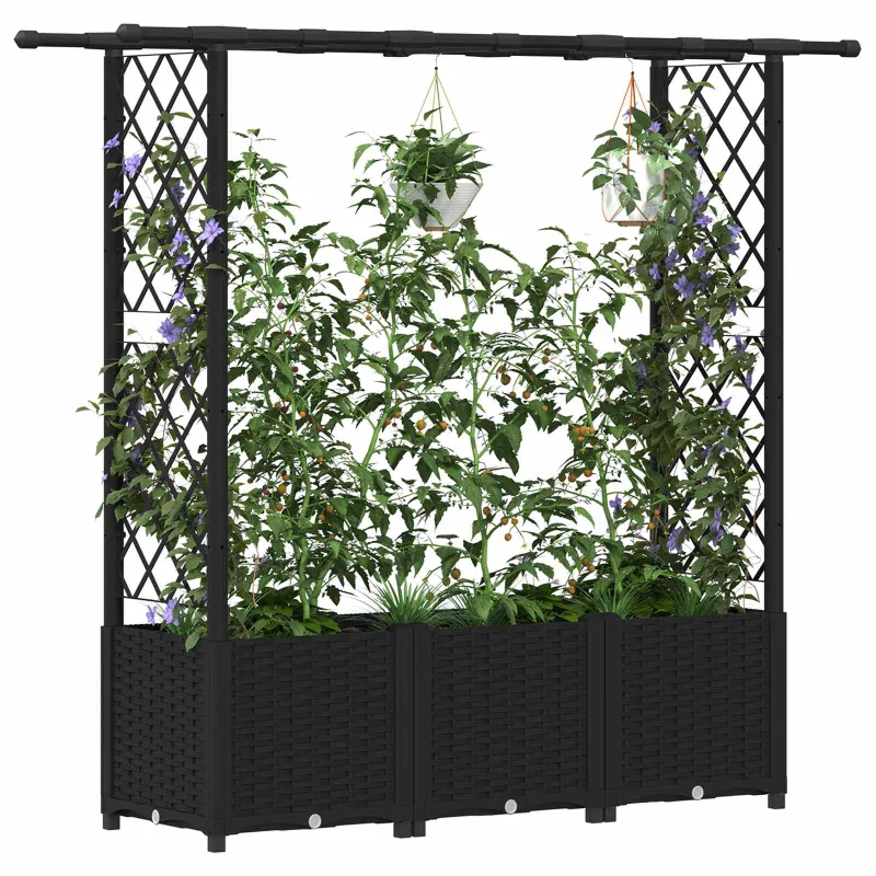 Pakeltas lovas su trelėmis ir stogu Juodas 162,5 x 40 x 138 cm