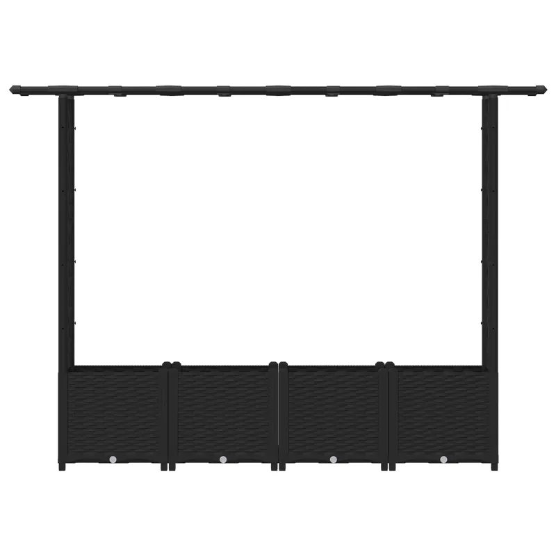 Pakeltas lovas su trelėmis ir stogu Juodas 203 x 40 x 138 cm PP