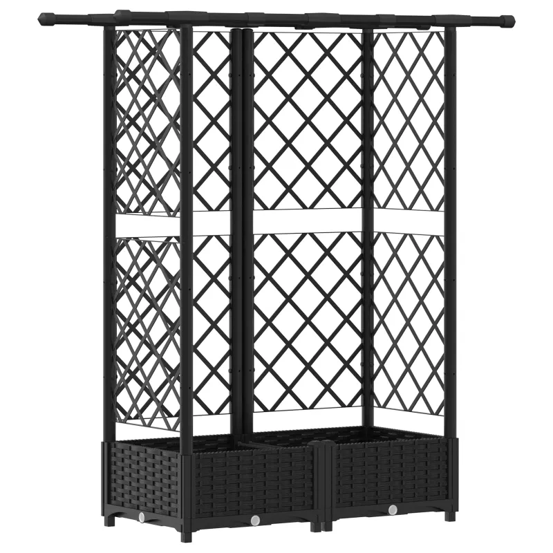 Pakeltas lovas su trelėmis ir stogu Juodas 124 x 40 x 123 cm PP