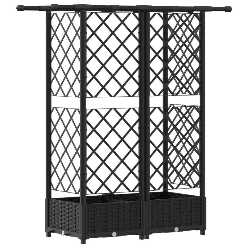 Pakeltas lovas su trelėmis ir stogu Juodas 124 x 40 x 123 cm PP