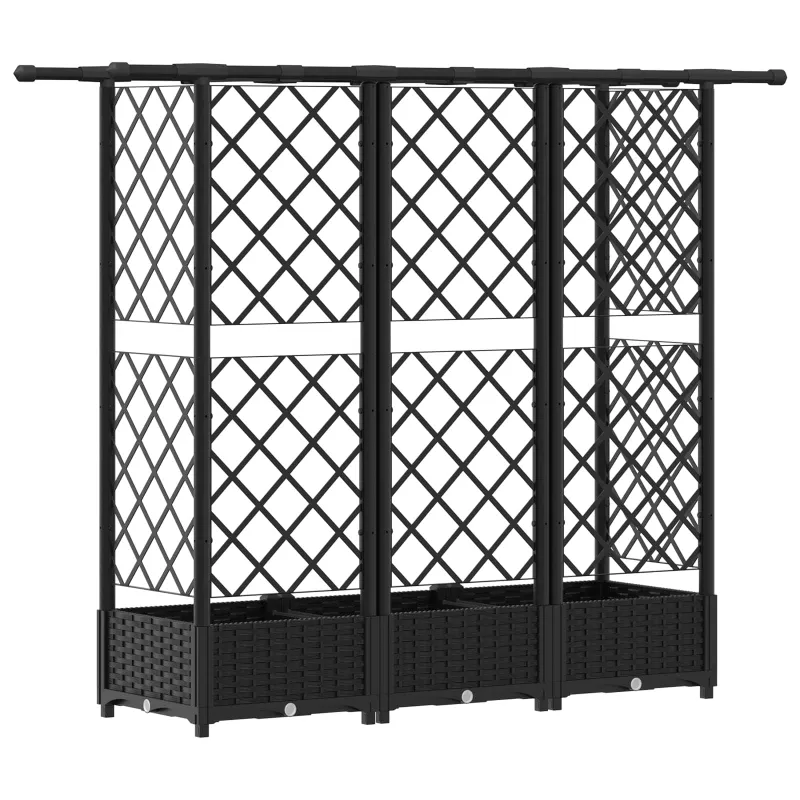 Pakeltas lovas su trelėmis ir stogu Juodas 164 x 40 x 123 cm PP