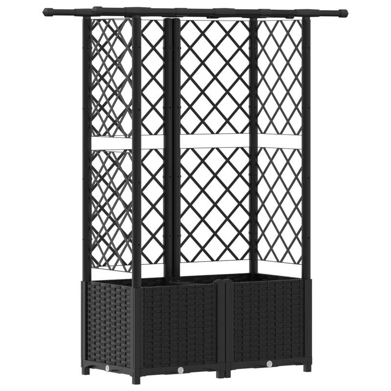 Pakeltas lovas su trelėmis ir stogu Juodas 124 x 40 x 138 cm PP