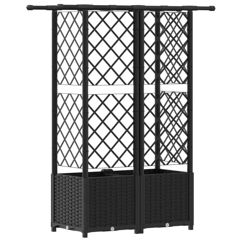 Pakeltas lovas su trelėmis ir stogu Juodas 124 x 40 x 138 cm PP
