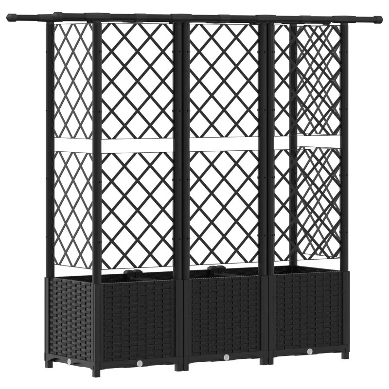 Pakeltas lovas su trelėmis ir stogu Juodas 163,5 x 40 x 138 cm