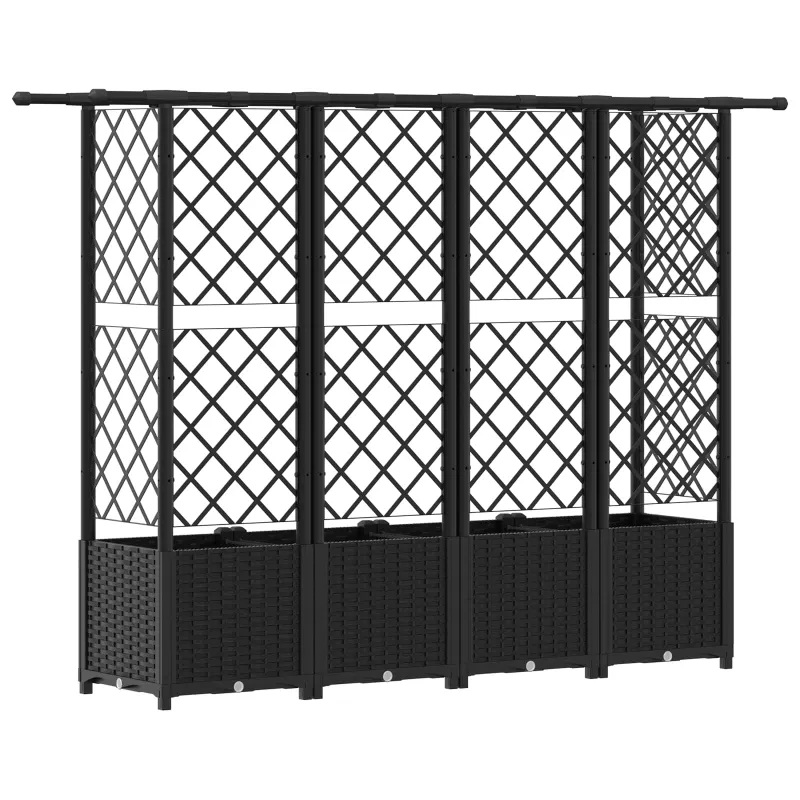 Pakeltas lovas su trelėmis ir stogu Juodas 202 x 40 x 138 cm PP