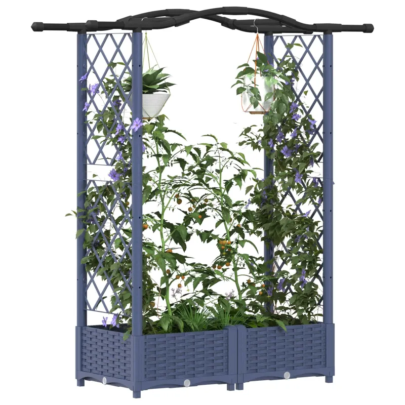 Pakeltas lovas su trelėmis ir stogu Pilka 124 x 40 x 125 cm PP