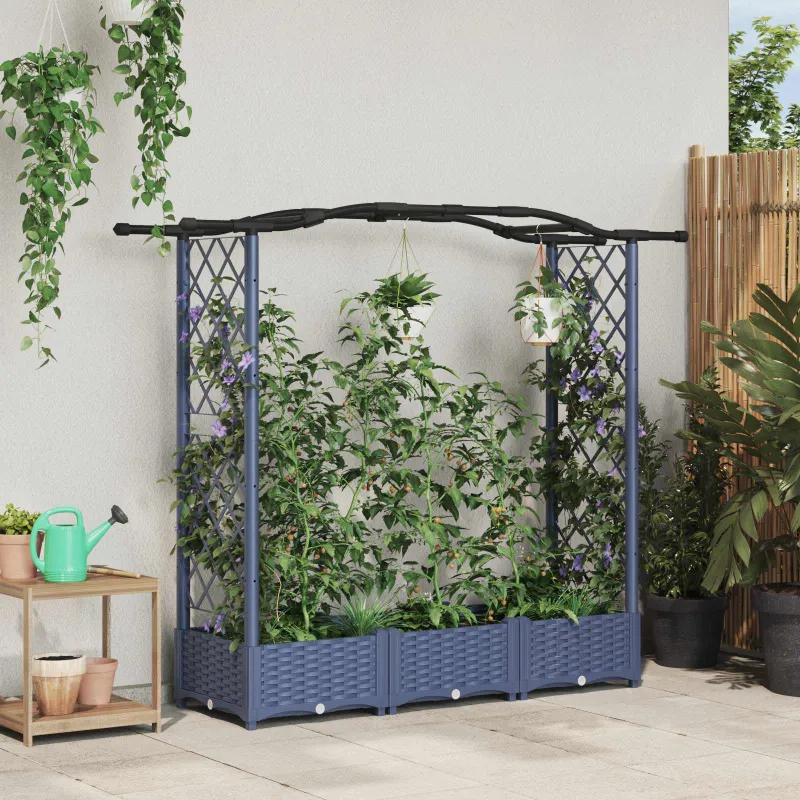 Pakeltas lovas su trelėmis ir stogu Pilka 169 x 40 x 125 cm PP