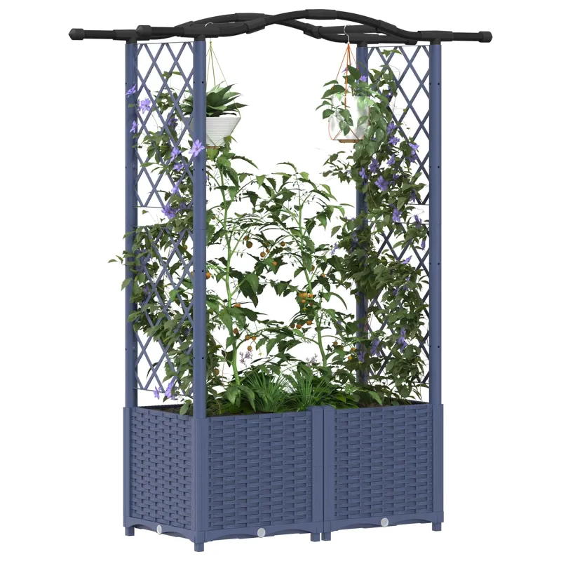 Pakeltas lovas su trelėmis ir stogu Pilka 125 x 40 x 138 cm PP