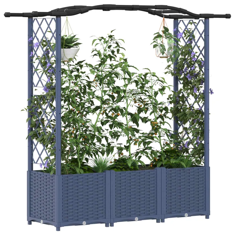 Pakeltas lovas su trelėmis ir stogu Pilka 164 x 40 x 142 cm PP