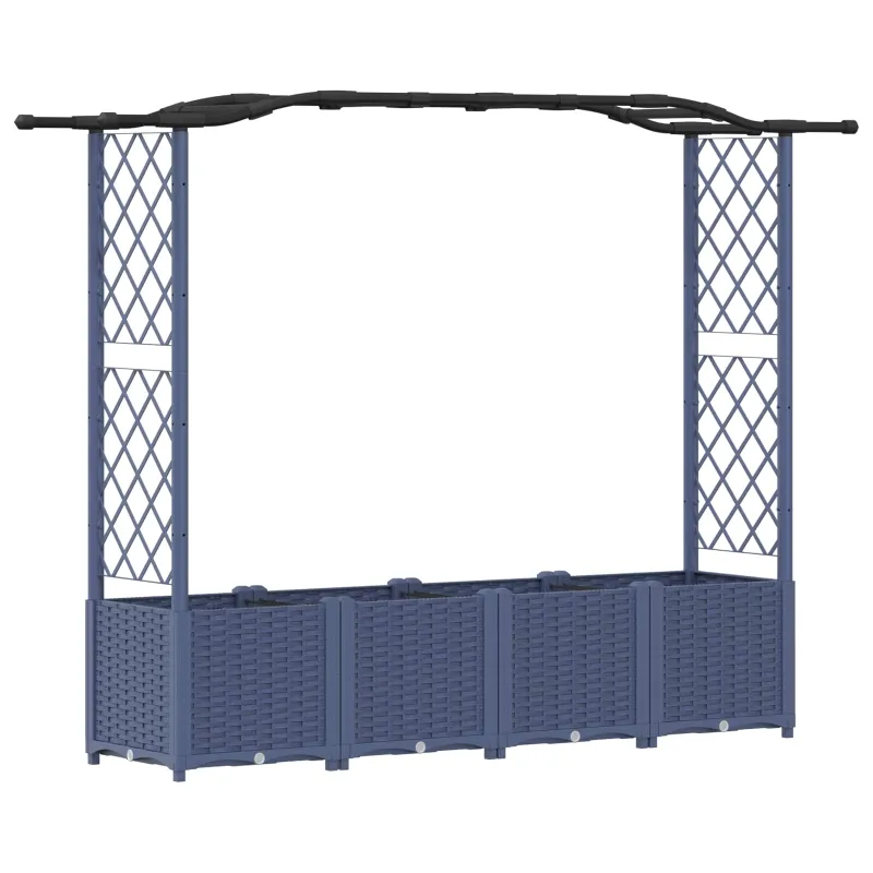 Pakeltas lovas su trelėmis ir stogu Pilka 204 x 40 x 141 cm PP