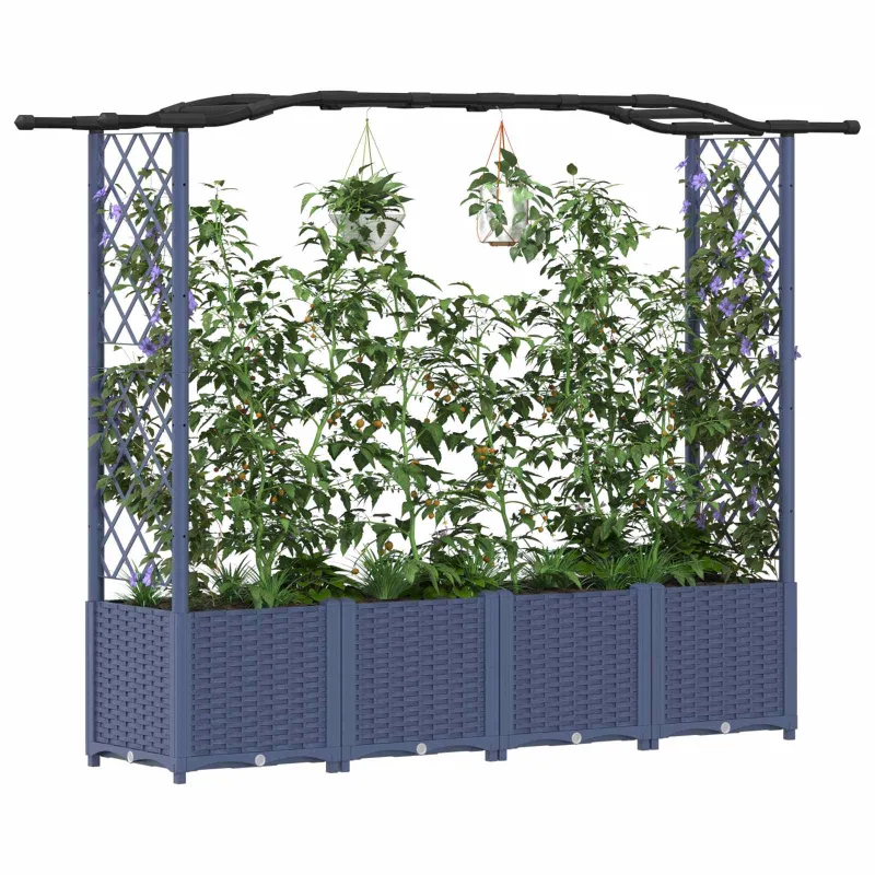 Pakeltas lovas su trelėmis ir stogu Pilka 204 x 40 x 141 cm PP