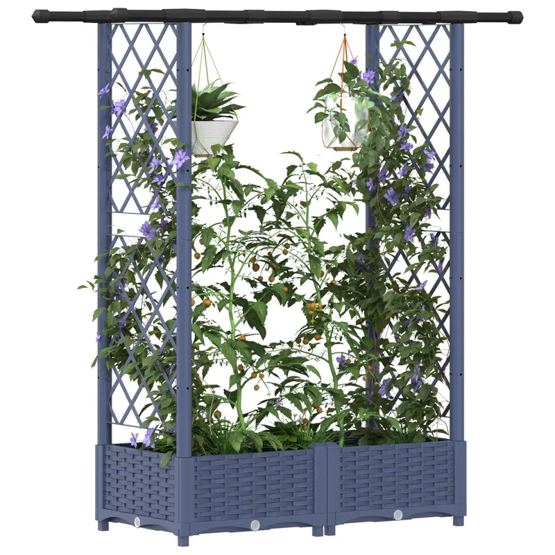 Pakeltas lovas su trelėmis ir stogu Pilka 122,5 x 40 x 123 cm