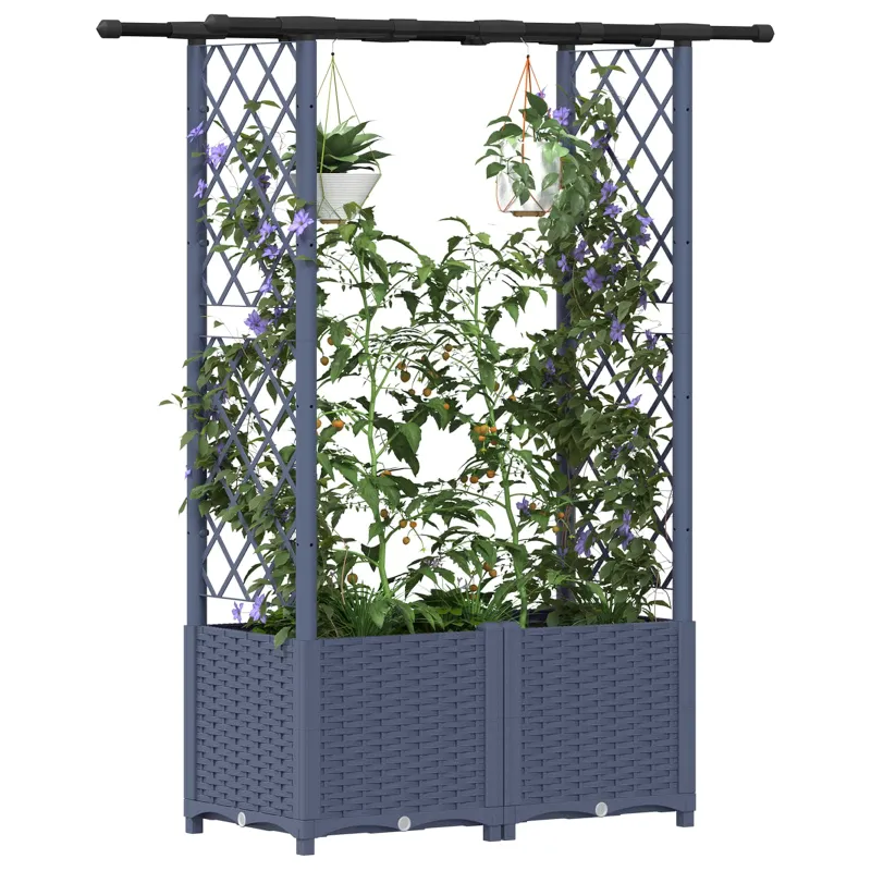 Pakeltas lovas su trelėmis ir stogu Pilka 124,5 x 40 x 138 cm