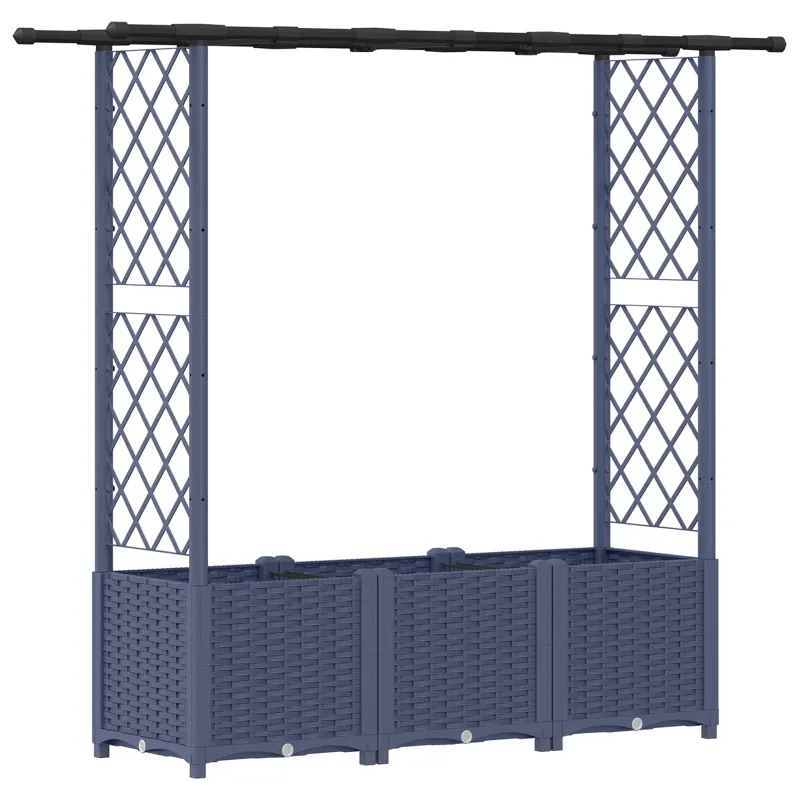 Pakeltas lovas su trelėmis ir stogu Pilka 162,5 x 40 x 138 cm