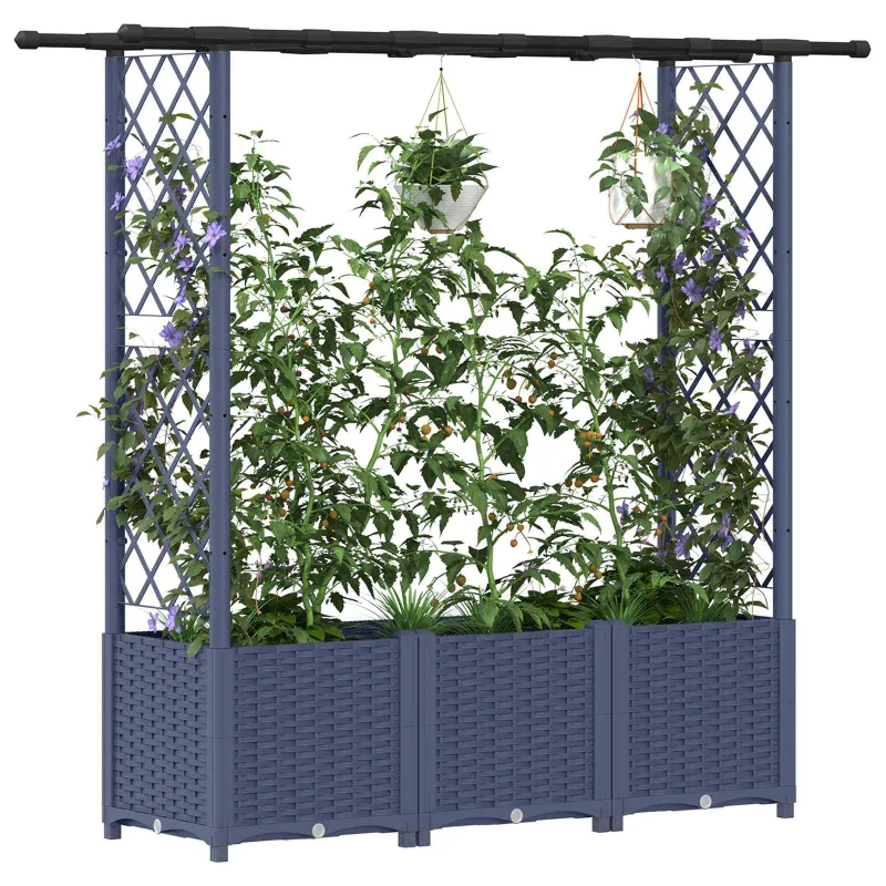 Pakeltas lovas su trelėmis ir stogu Pilka 162,5 x 40 x 138 cm