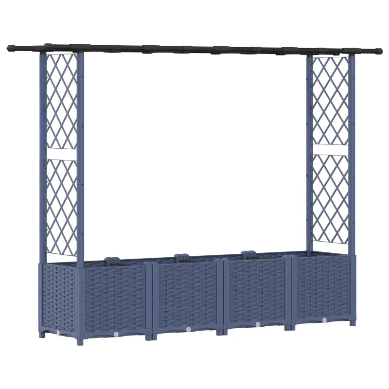 Pakeltas lovas su trelėmis ir stogu Pilka 203 x 40 x 138 cm PP