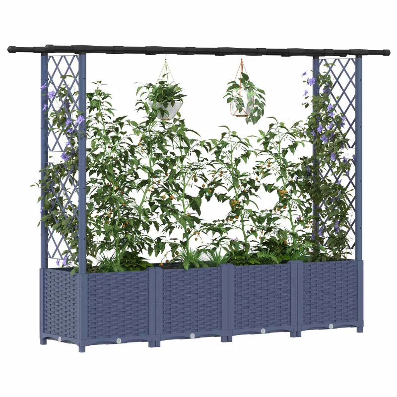 Pakeltas lovas su trelėmis ir stogu Pilka 203 x 40 x 138 cm PP