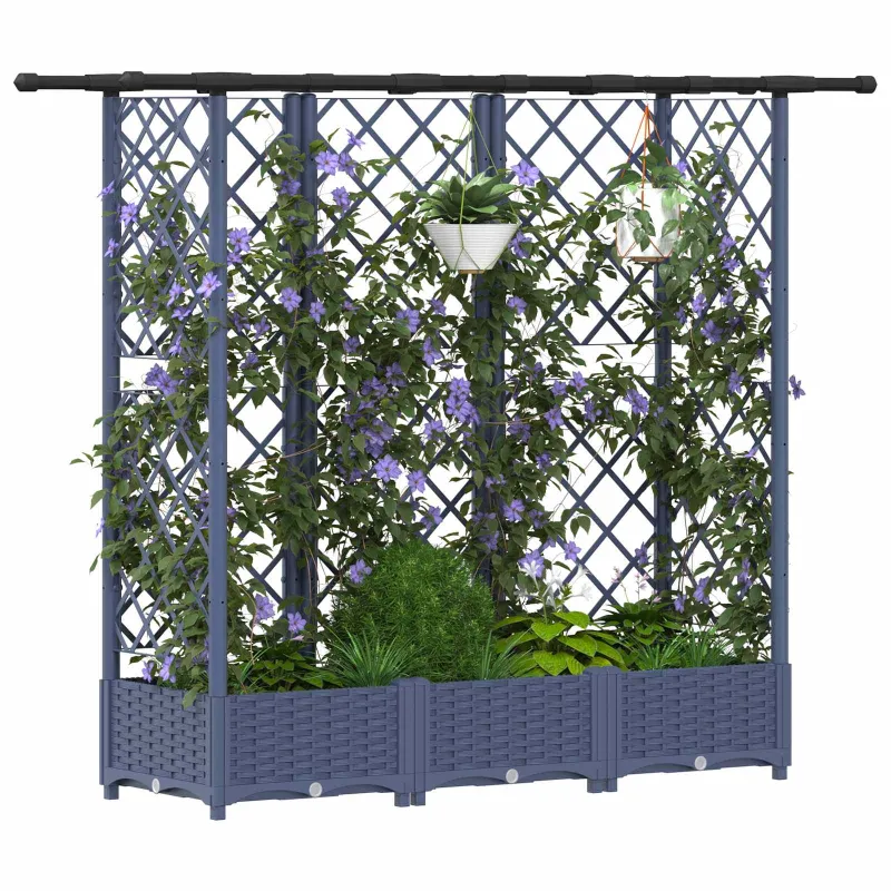 Pakeltas lovas su trelėmis ir stogu Pilka 164 x 40 x 123 cm PP