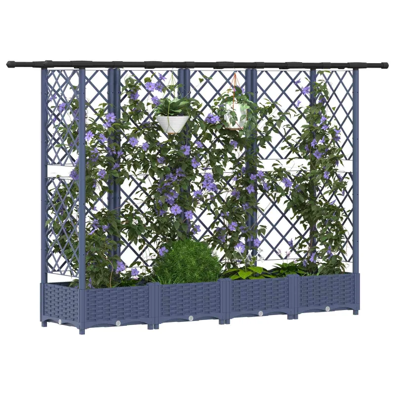 Pakeltas lovas su trelėmis ir stogu Pilka 202,5 x 40 x 123 cm