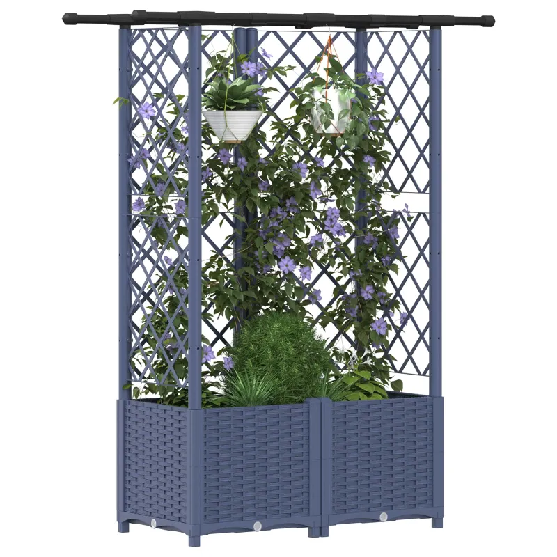 Pakeltas lovas su trelėmis ir stogu Pilka 124 x 40 x 138 cm PP