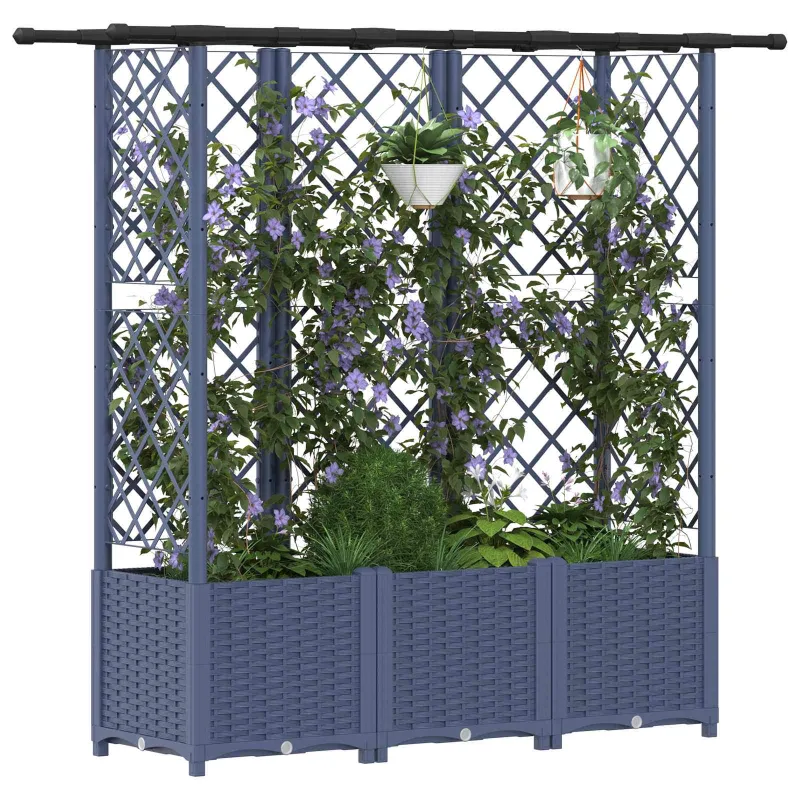 Pakeltas lovas su trelėmis ir stogu Pilka 163,5 x 40 x 138 cm
