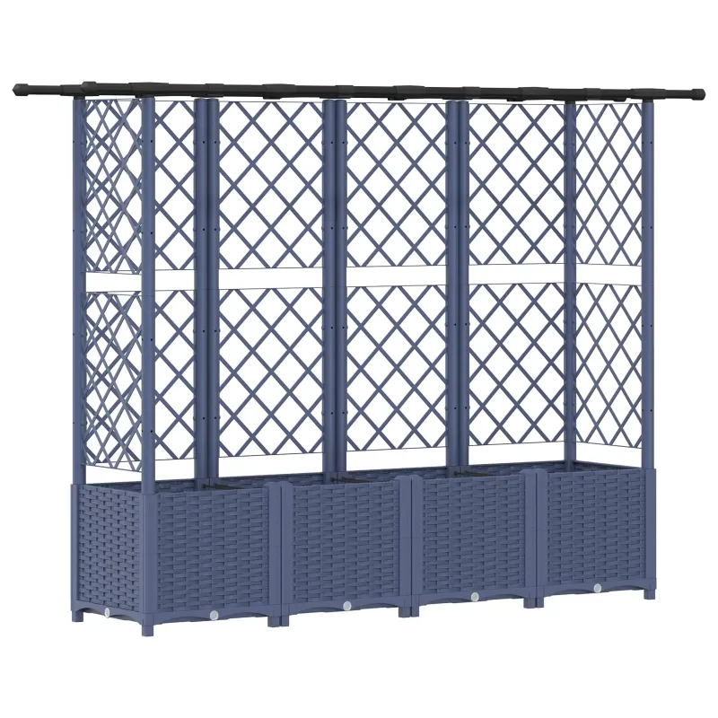Pakeltas lovas su trelėmis ir stogu Pilka 202 x 40 x 138 cm PP
