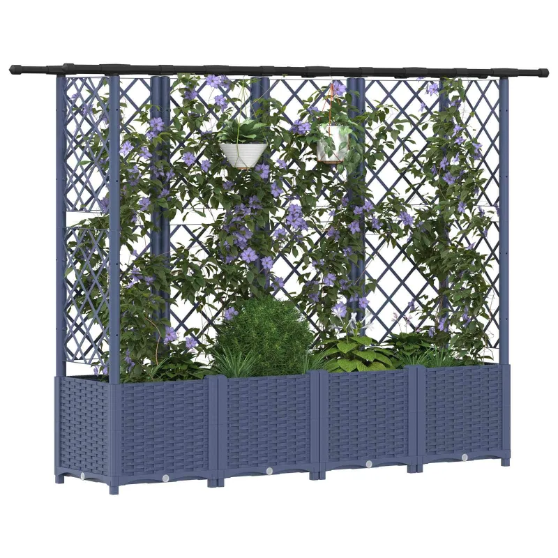 Pakeltas lovas su trelėmis ir stogu Pilka 202 x 40 x 138 cm PP