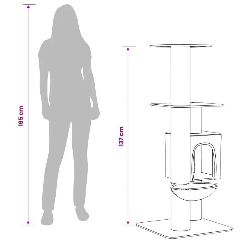 Kačių medis su sisaliniu šveitimu Tamsiai pilka 137 cm