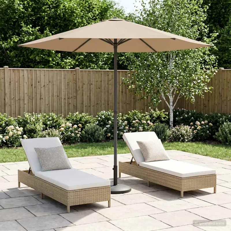 Sodų skėtis su baze 230 x 230 cm Poliesteris Stačiakampio Taupe