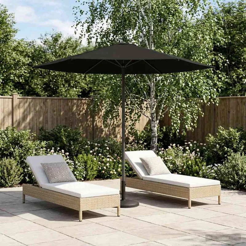 Sodų skėtis su baze 230 x 230 cm Poliesteris Stačiakampio Juoda