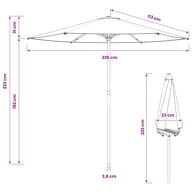 Sodų skėtis su baze 230 x 230 cm Poliesteris Stačiakampio