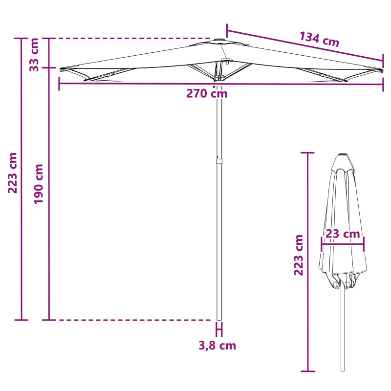 Sodų skėtis su baze 270 x 270 cm Poliesteris Stačiakampio Juoda