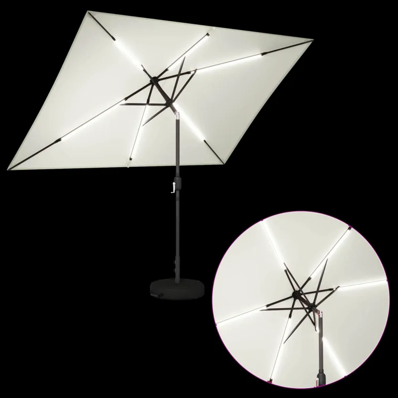 Sodo skėtis su LED šviesomis ir standu 200 x 300 cm Poliesteris