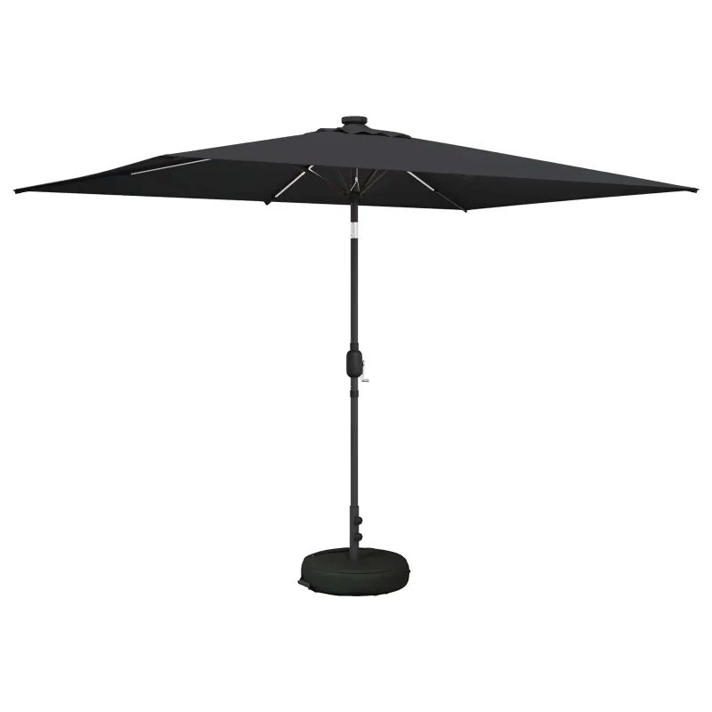 Sodo skėtis su LED šviesomis ir standu 200 x 300 cm Poliesteris