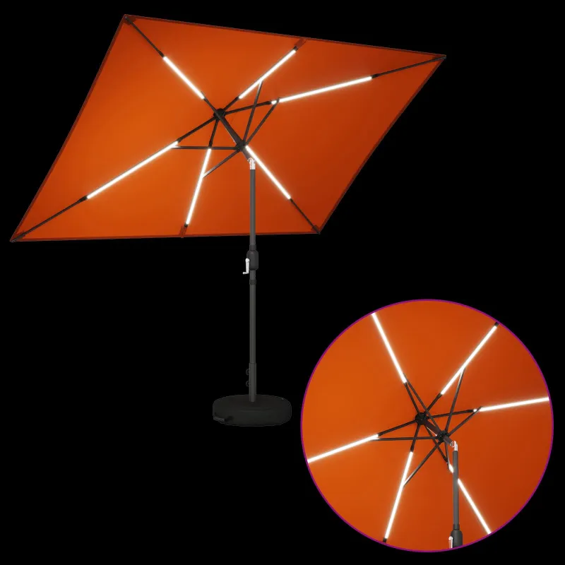 Sodo skėtis su LED šviesomis ir standu 200 x 300 cm Poliesteris