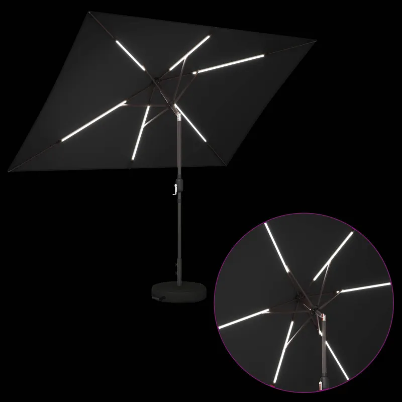 Sodo skėtis su LED šviesomis ir standu 200 x 300 cm Poliesteris