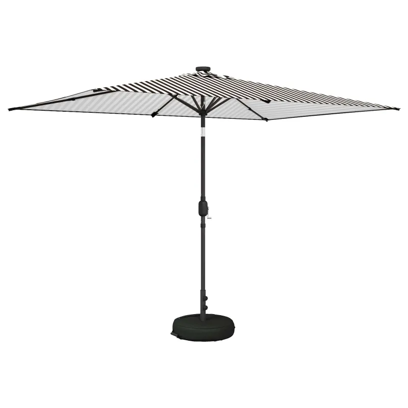 Sodo skėtis su LED šviesomis ir standu 200 x 300 cm Poliesteris