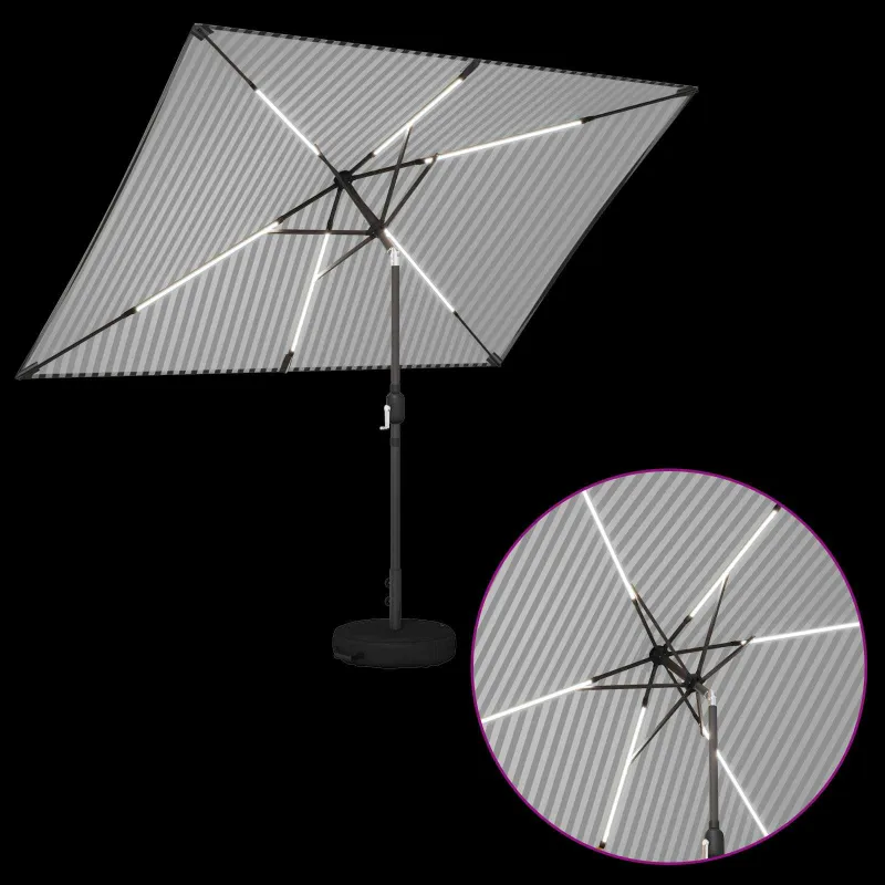 Sodo skėtis su LED šviesomis ir standu 200 x 300 cm Poliesteris
