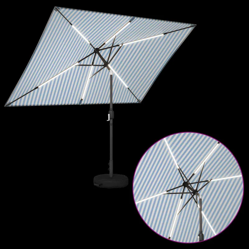 Sodo skėtis su LED šviesomis ir standu 200 x 300 cm Poliesteris