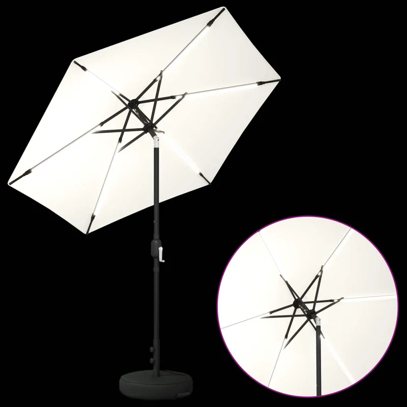 Sodo skėtis su LED šviesomis ir standu 230 x 230 cm Poliesteris