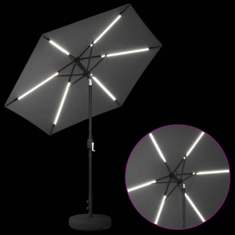 Sodo skėtis su LED šviesomis ir standu 230 x 230 cm Poliesteris