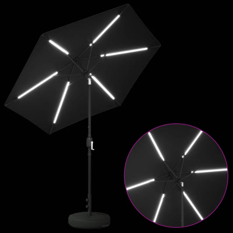 Sodo skėtis su LED šviesomis ir standu 230 x 230 cm Poliesteris