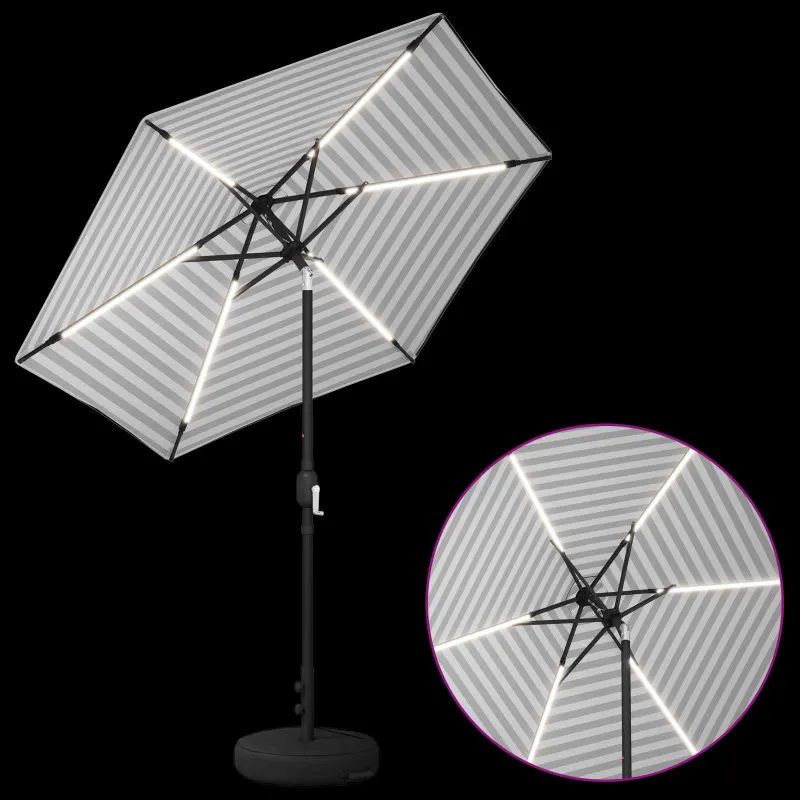 Sodo skėtis su LED šviesomis ir standu 230 x 230 cm Poliesteris