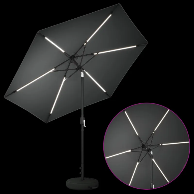 Sodo skėtis su LED šviesomis ir standu 270 x 270 cm Poliesteris