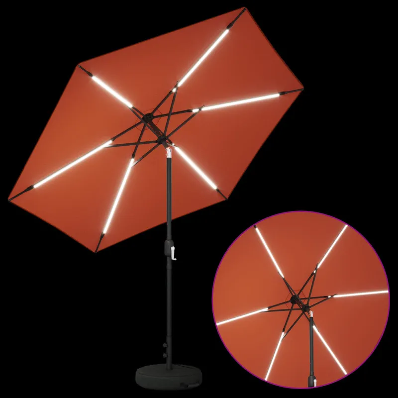 Sodo skėtis su LED šviesomis ir standu 270 x 270 cm Poliesteris