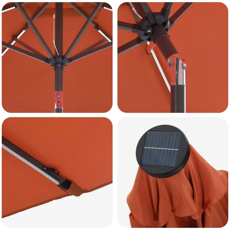 Sodo skėtis su LED šviesomis ir standu 270 x 270 cm Poliesteris
